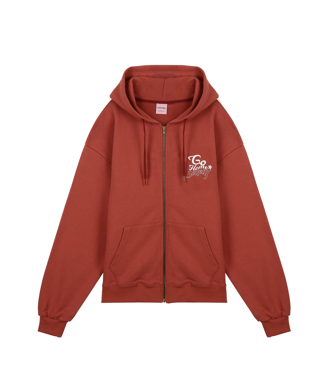 [IBA23UHD17RD] GO HOME SOCIETY ZIP UP - RED