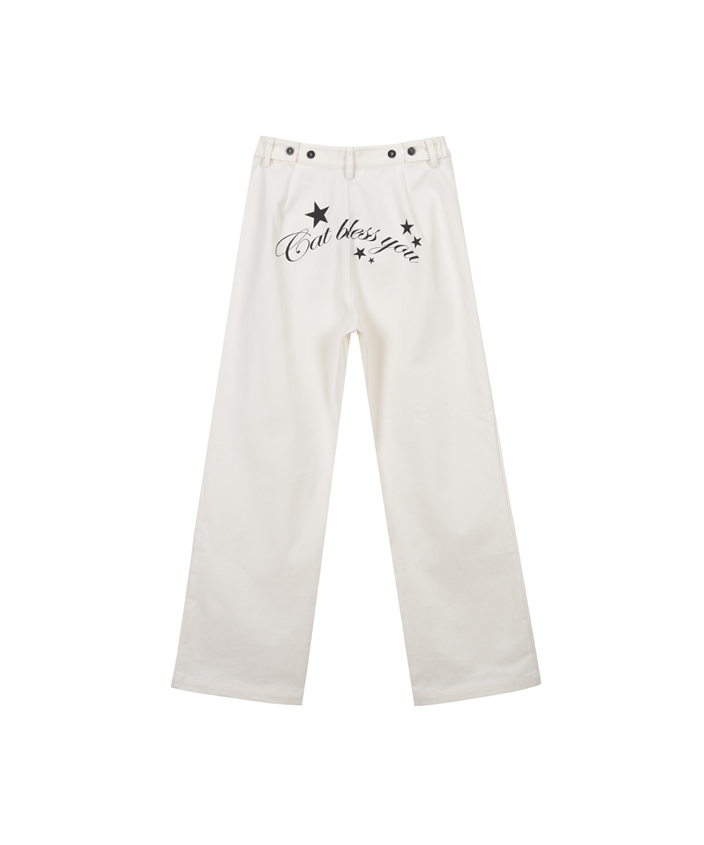 [IBC23WPT16WH] LETTERING CHINO PANTS - WHITE
