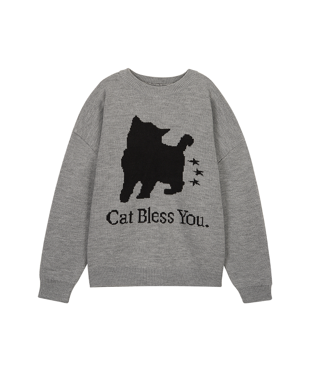 [IBC23UKN14GY] NO COLOR STAR CAT KNIT - GRAY